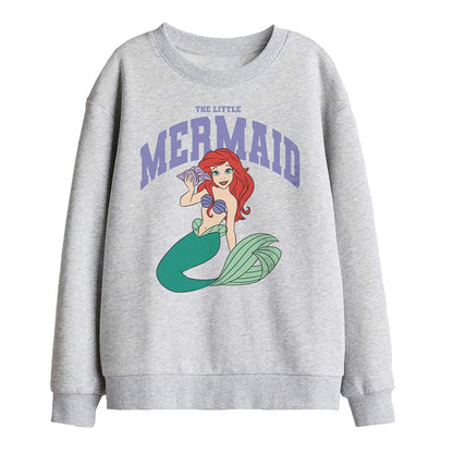 Athletic Heather - Front - The Little Mermaid Childrens-Kids Collegiate Sweatshirt