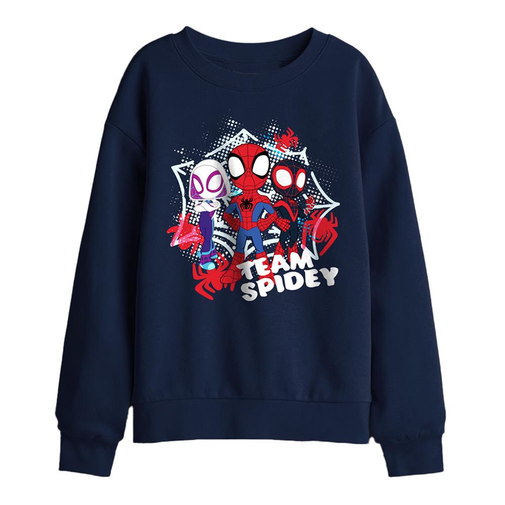 Navy - Front - Spidey And His Amazing Friends Childrens-Kids Team Spidey Sweatshirt