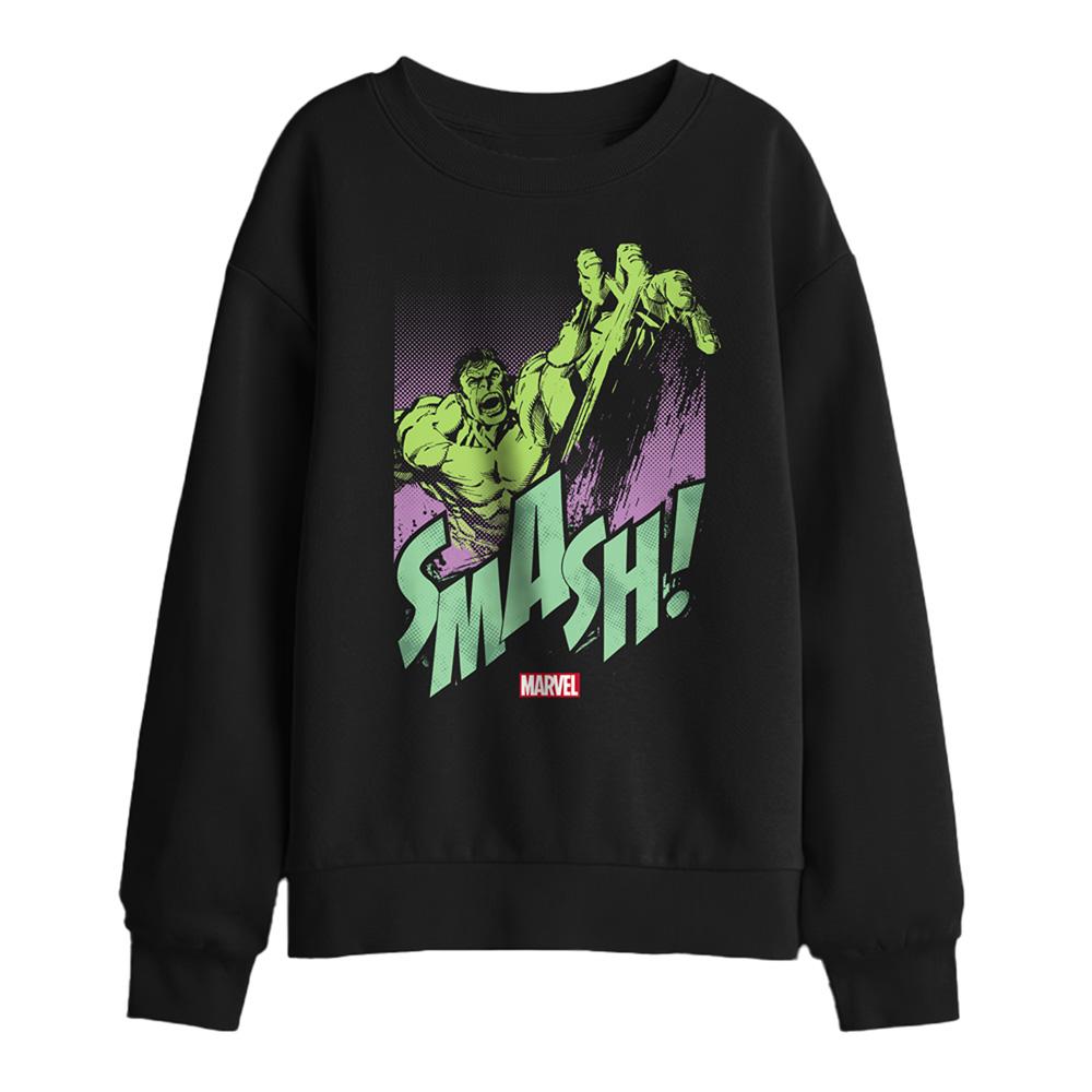 Black - Front - Hulk Childrens-Kids Gamma Smash Sweatshirt