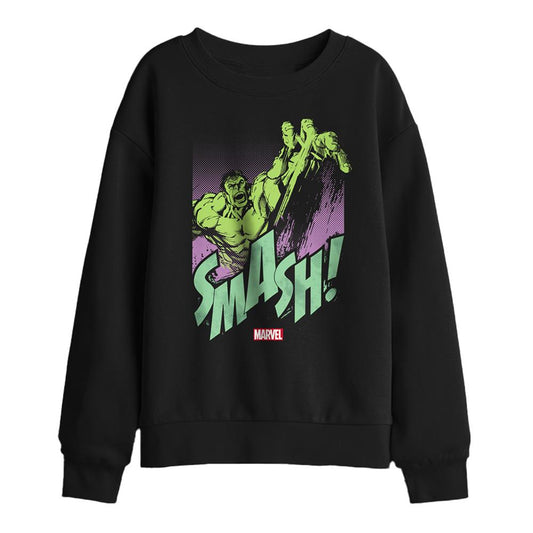 Black - Front - Hulk Childrens-Kids Gamma Smash Sweatshirt