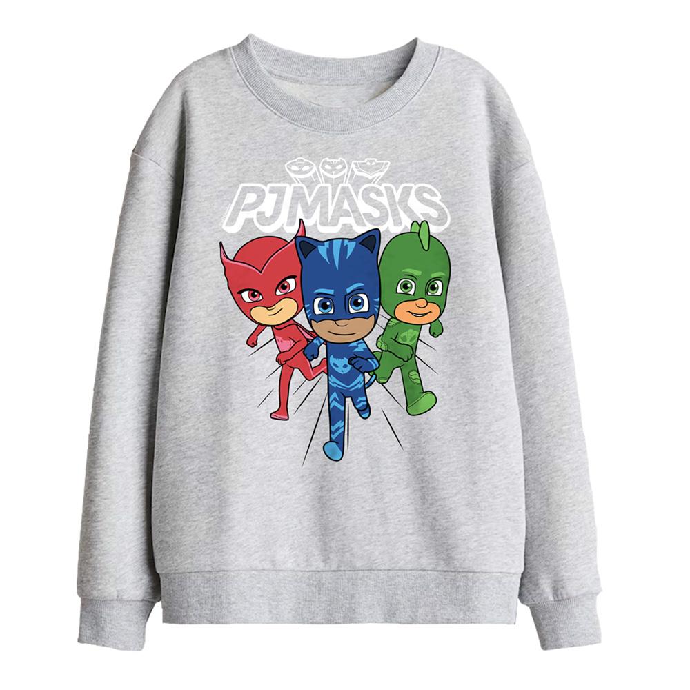 Athletic Heather - Front - PJ Masks Childrens-Kids Trio Heroes Sweatshirt