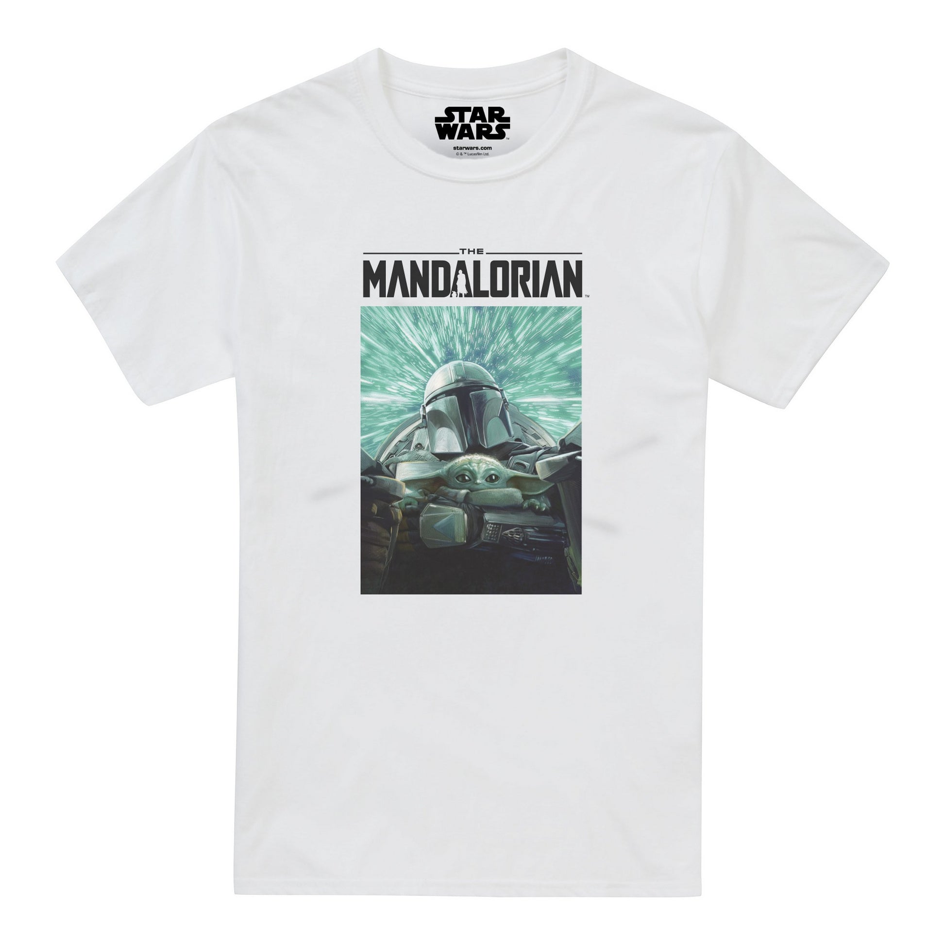 White - Front - Star Wars The Mandalorian Mens Hyperspeed T-Shirt