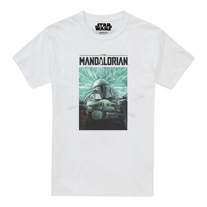 White - Front - Star Wars The Mandalorian Mens Hyperspeed T-Shirt