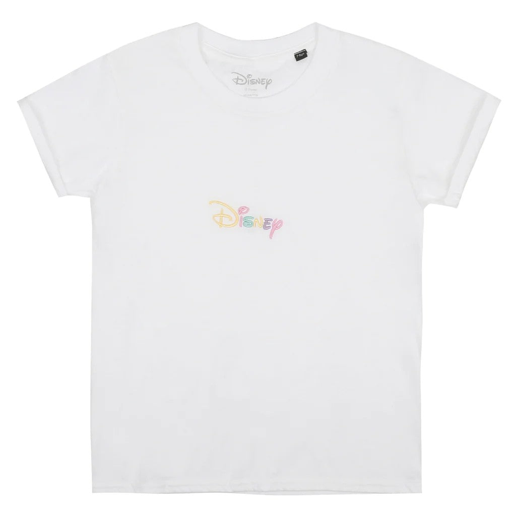White - Front - Disney Girls Rainbow Logo T-Shirt