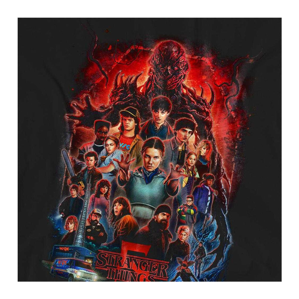 Black - Side - Stranger Things 5 Womens-Ladies Poster T-Shirt