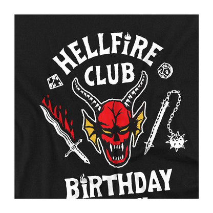 Black - Side - Stranger Things Childrens-Kids Hellfire Birthday Crew T-Shirt
