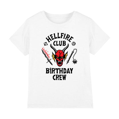 White - Front - Stranger Things Childrens-Kids Hellfire Birthday Crew T-Shirt