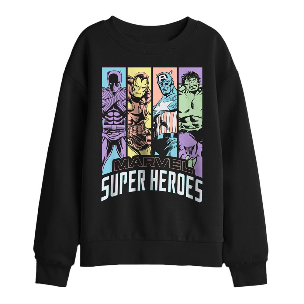 Black - Front - Avengers Childrens-Kids Super Heroes Classic Sweatshirt