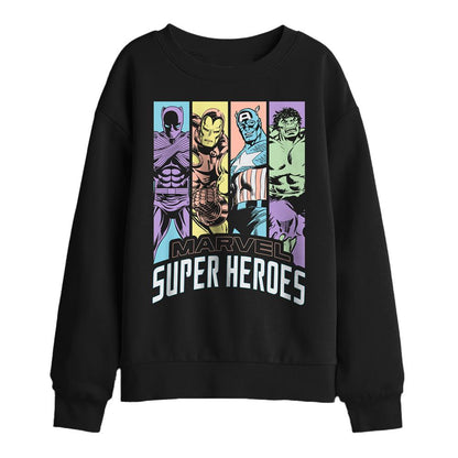 Black - Front - Avengers Childrens-Kids Super Heroes Classic Sweatshirt