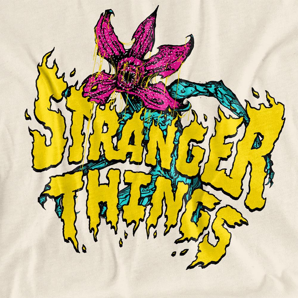 Natural - Side - Stranger Things Womens-Ladies Cruiser Demogorgon T-Shirt