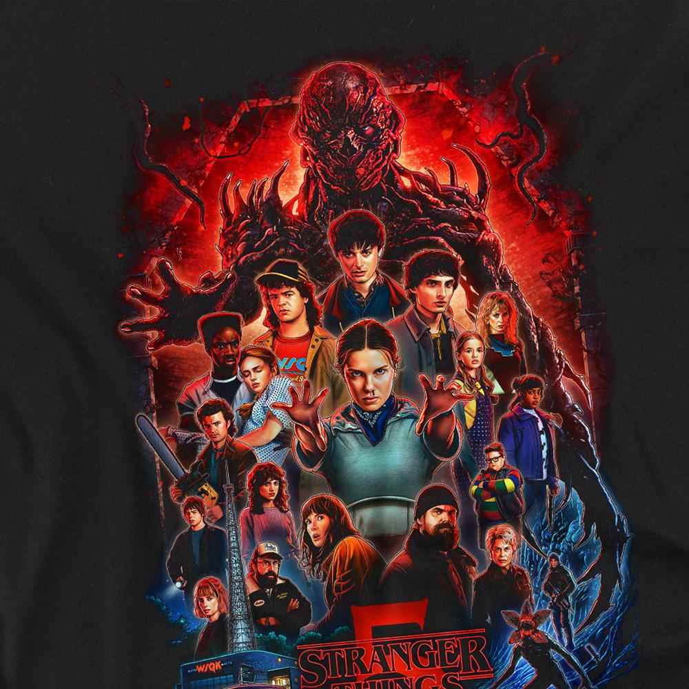 Black - Side - Stranger Things 5 Unisex Adult Poster T-Shirt