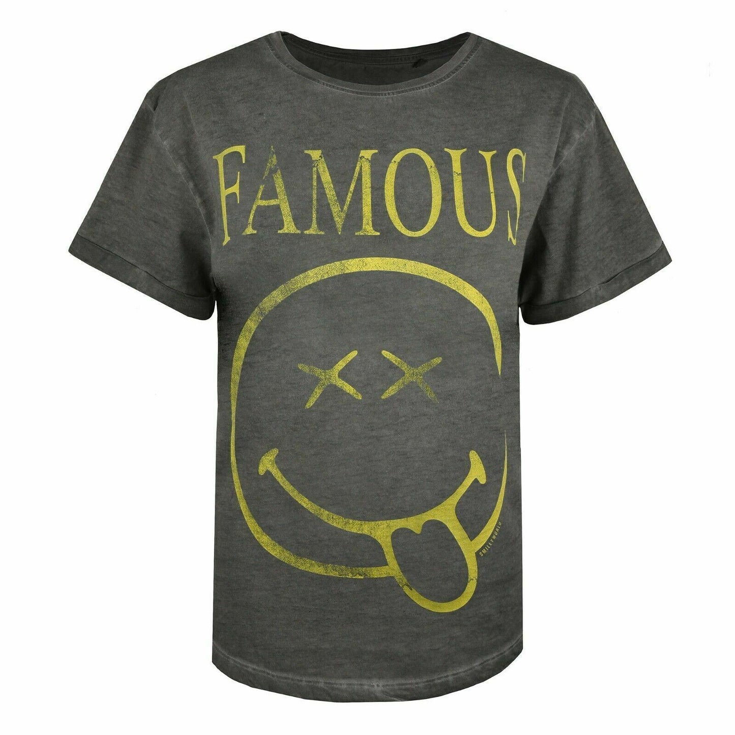 Vintage Charcoal - Front - SmileyWorld Womens-Ladies Famous Vintage Wash T-Shirt