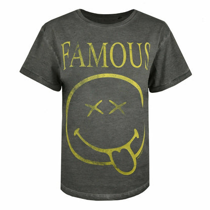 Vintage Charcoal - Front - SmileyWorld Womens-Ladies Famous Vintage Wash T-Shirt