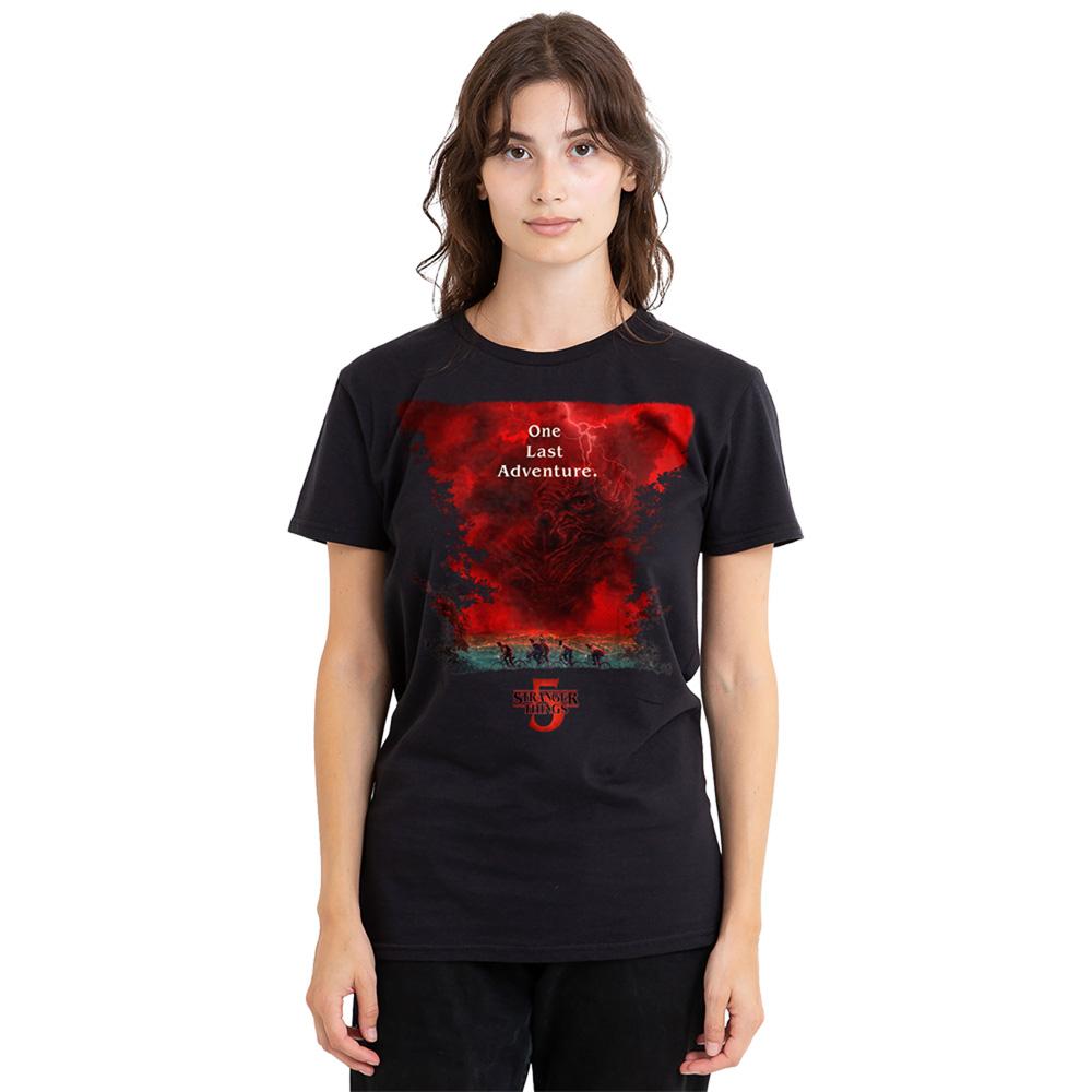 Black - Back - Stranger Things 5 Womens-Ladies Vecna Clouds T-Shirt