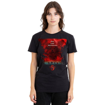 Black - Back - Stranger Things 5 Womens-Ladies Vecna Clouds T-Shirt