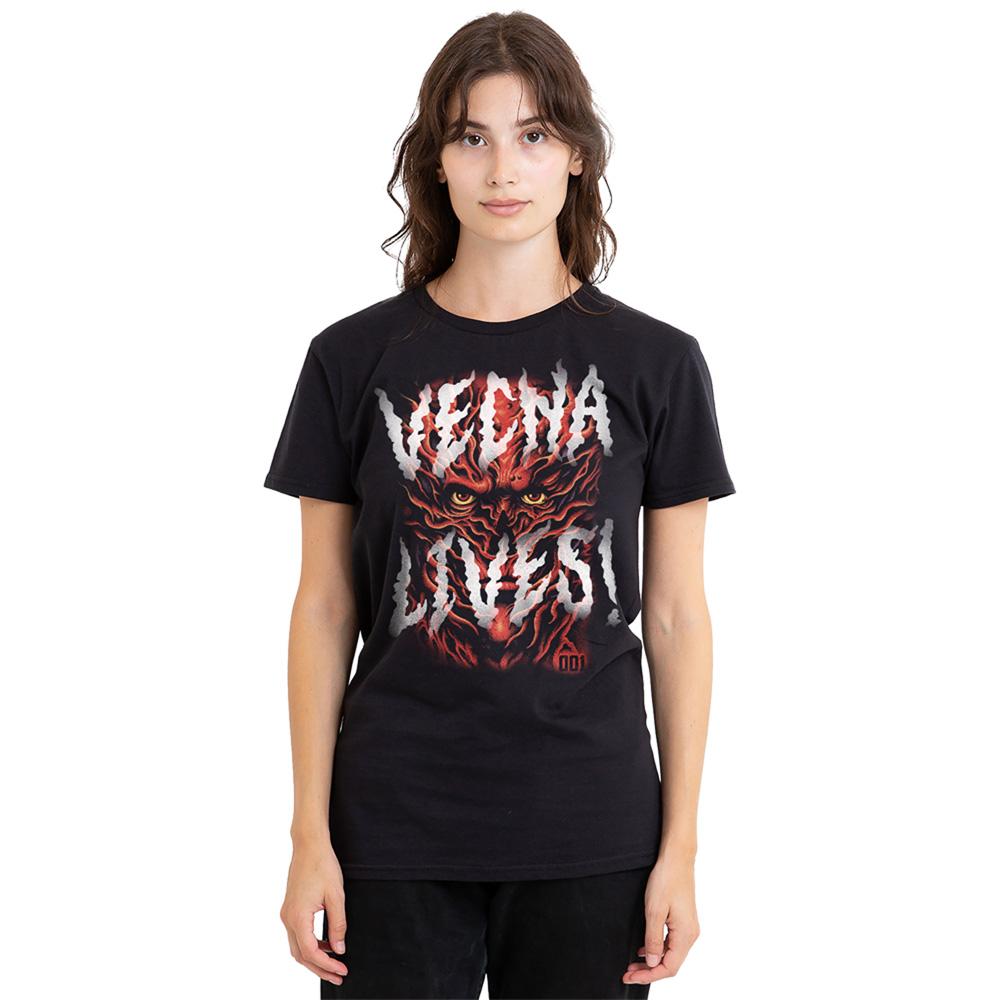 Black - Back - Stranger Things Womens-Ladies Vecna Lives T-Shirt