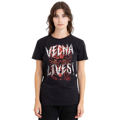 Black - Back - Stranger Things Womens-Ladies Vecna Lives T-Shirt
