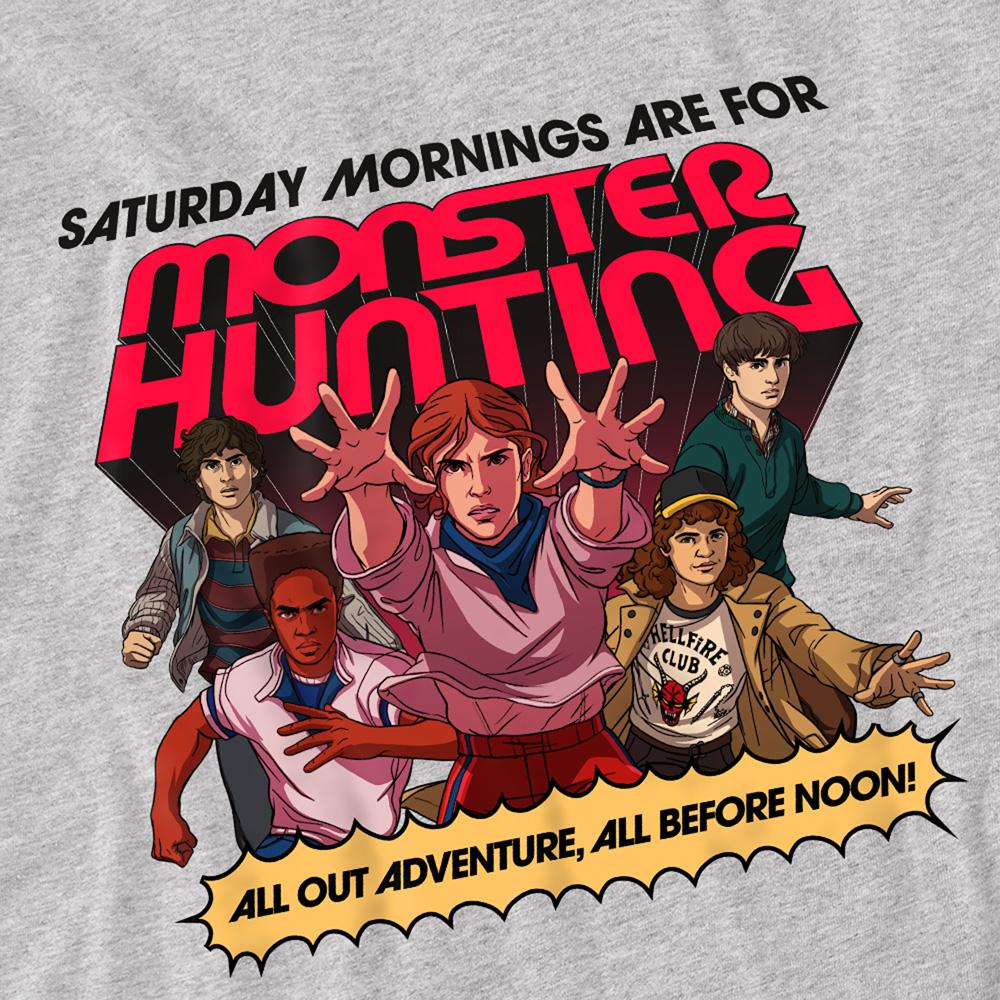 Athletic Heather - Back - Stranger Things Childrens-Kids Monster Hunting T-Shirt