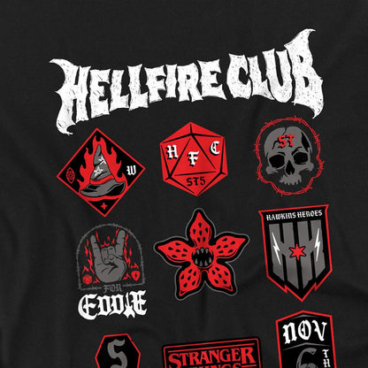 Black - Back - Stranger Things Childrens-Kids Hellfire Badge T-Shirt