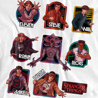 White - Back - Stranger Things Childrens-Kids Character Badge T-Shirt