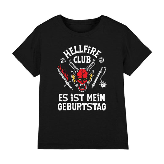 Black - Front - Stranger Things Childrens-Kids Hellfire It´s My Birthday T-Shirt
