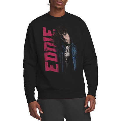 Black - Back - Stranger Things Unisex Adult Eddie Neo Homage Sweatshirt
