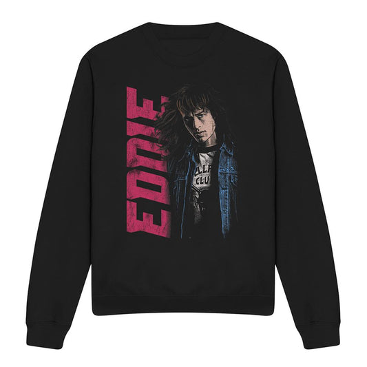 Black - Front - Stranger Things Unisex Adult Eddie Neo Homage Sweatshirt