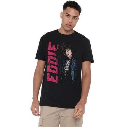 Black - Back - Stranger Things Unisex Adult Eddie Neo Homage T-Shirt