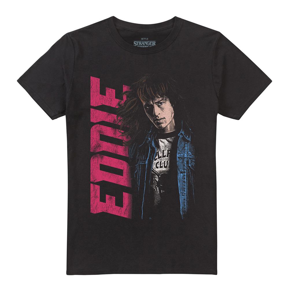 Black - Front - Stranger Things Unisex Adult Eddie Neo Homage T-Shirt