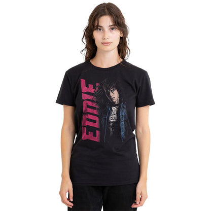 Black - Back - Stranger Things Womens-Ladies Eddie Neo Homage T-Shirt