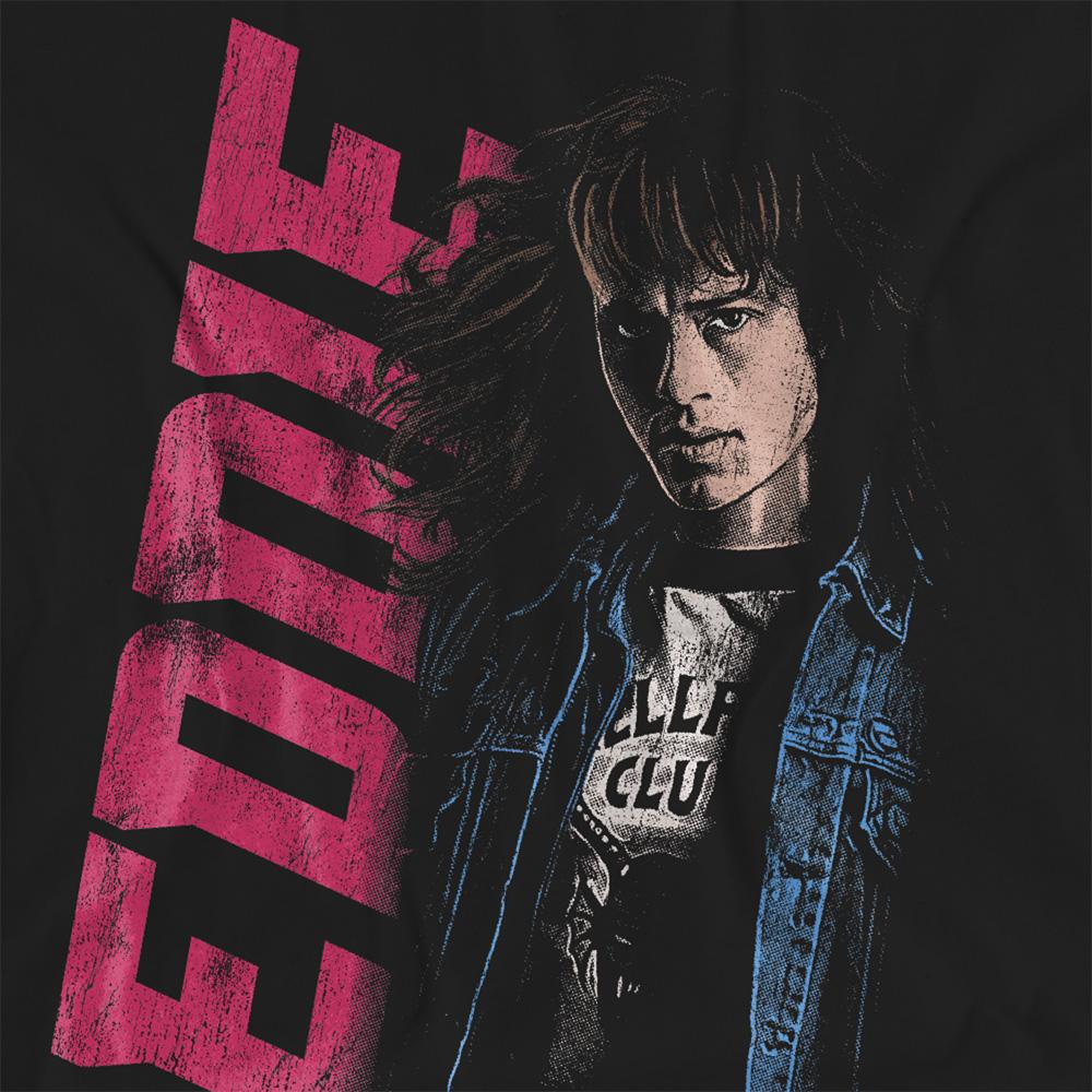 Black - Side - Stranger Things Womens-Ladies Eddie Neo Homage T-Shirt