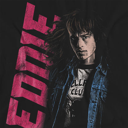 Black - Side - Stranger Things Womens-Ladies Eddie Neo Homage T-Shirt