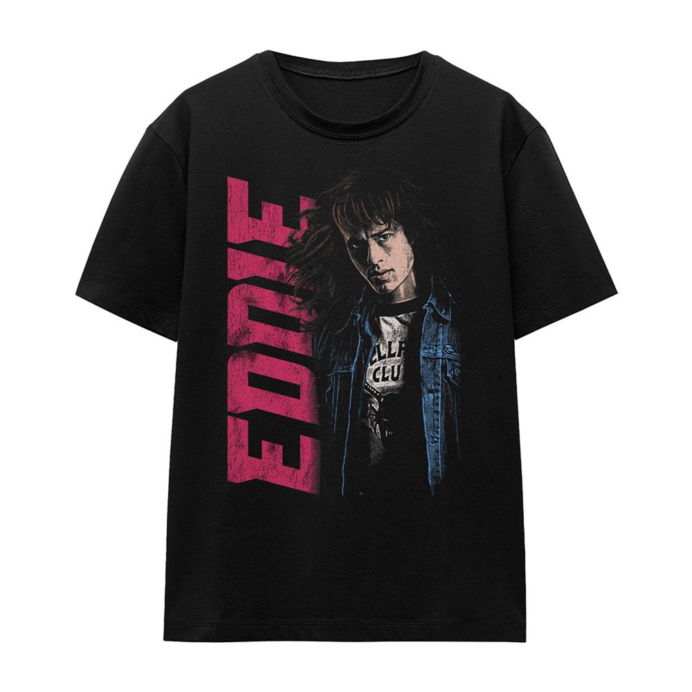 Black - Front - Stranger Things Womens-Ladies Eddie Neo Homage T-Shirt