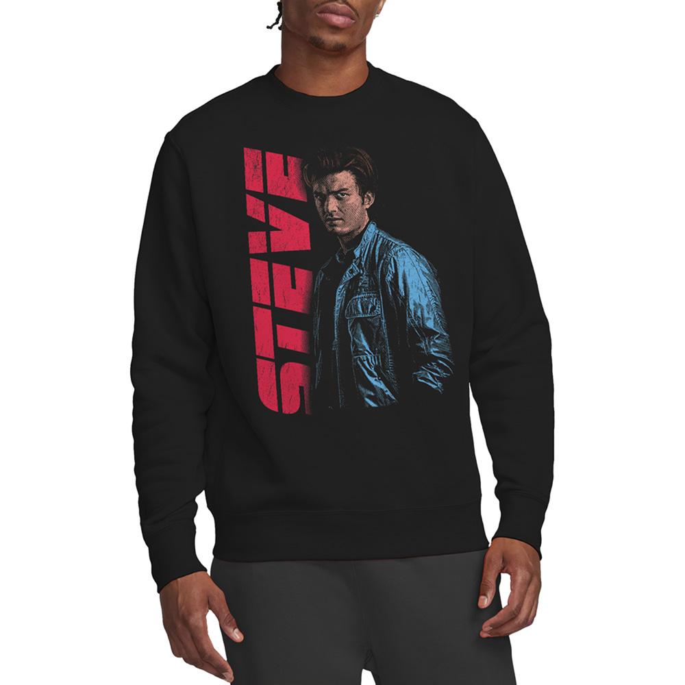Black - Back - Stranger Things Unisex Adult Steve Neo Homage Sweatshirt