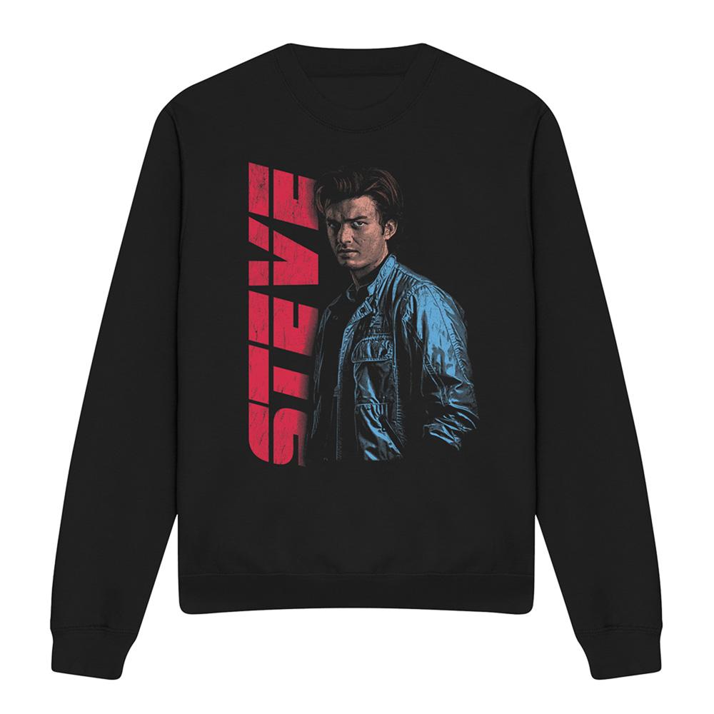 Black - Front - Stranger Things Unisex Adult Steve Neo Homage Sweatshirt