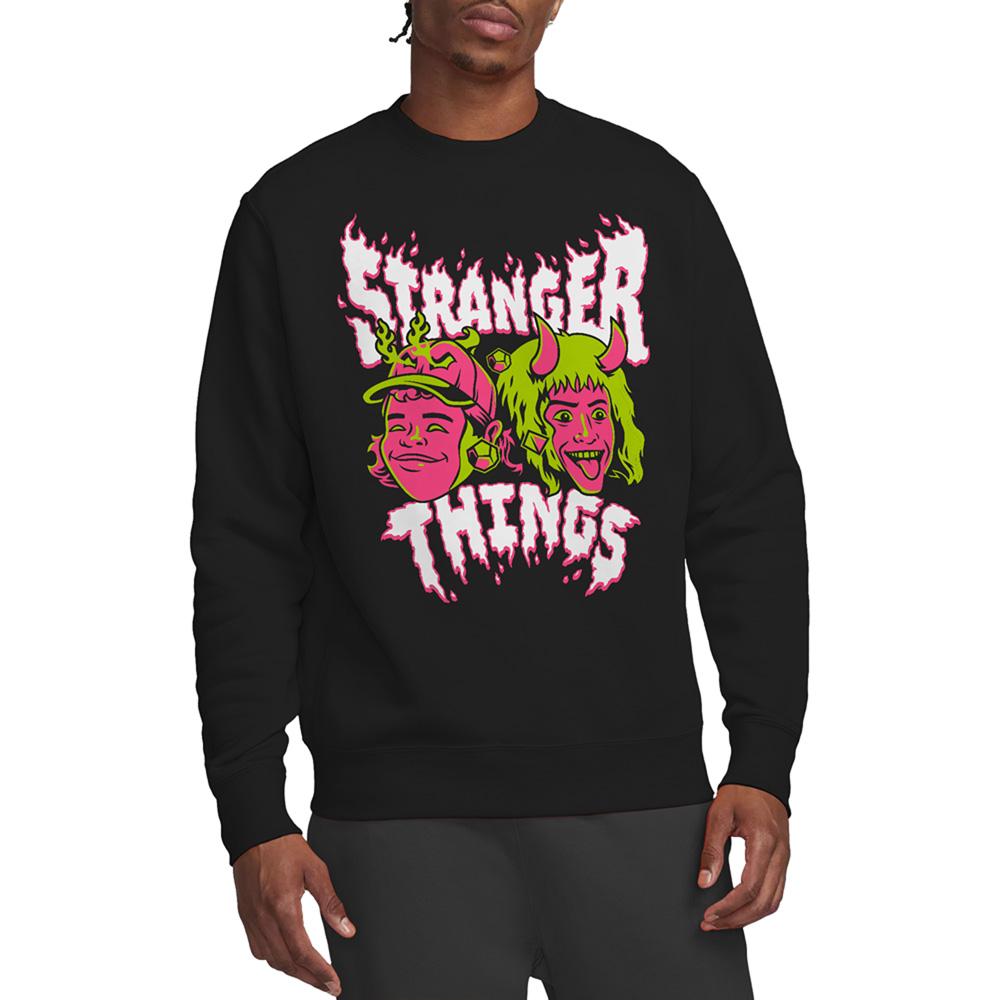 Black - Back - Stranger Things Unisex Adult Eddie & Dustin Sweatshirt
