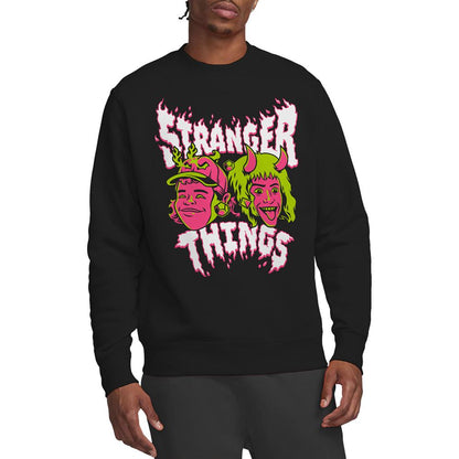 Black - Back - Stranger Things Unisex Adult Eddie & Dustin Sweatshirt