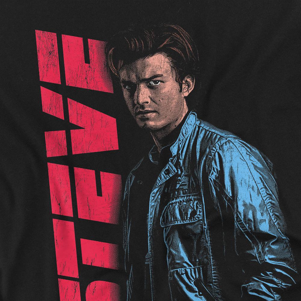Black - Side - Stranger Things Unisex Adult Neo Homage Steve T-Shirt