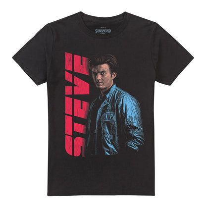 Black - Front - Stranger Things Unisex Adult Neo Homage Steve T-Shirt