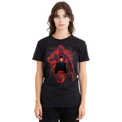 Black - Back - Stranger Things 5 Womens-Ladies Sorcerer Will Versus Vecna Poster T-Shirt