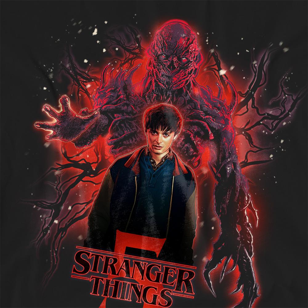 Black - Side - Stranger Things 5 Womens-Ladies Sorcerer Will Versus Vecna Poster T-Shirt
