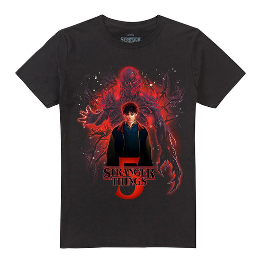 Black - Front - Stranger Things 5 Unisex Adult Sorcerer Will Versus Vecna Poster T-Shirt