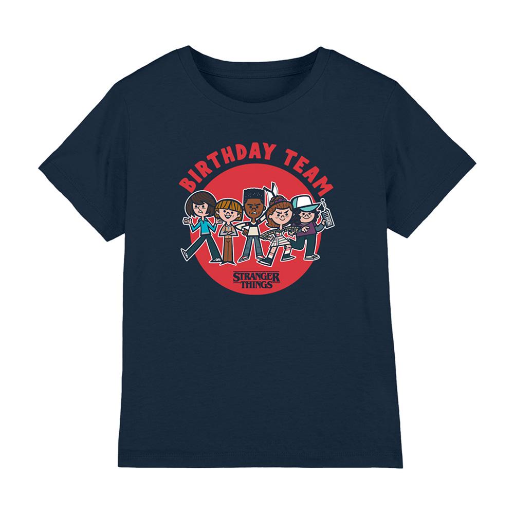 Navy - Front - Stranger Things Childrens-Kids Birthday Team Cartoon T-Shirt