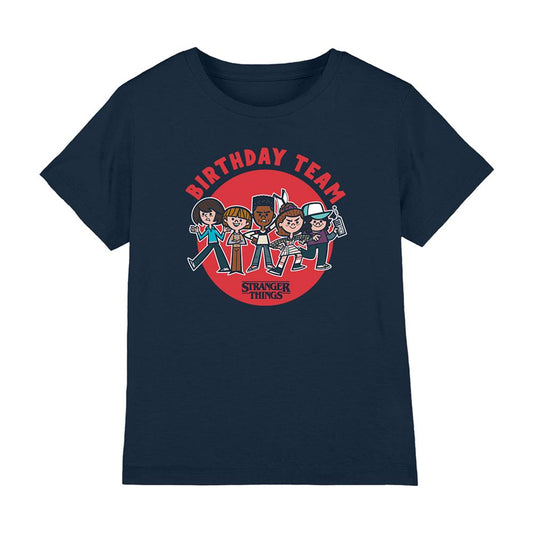 Navy - Front - Stranger Things Childrens-Kids Birthday Team Cartoon T-Shirt