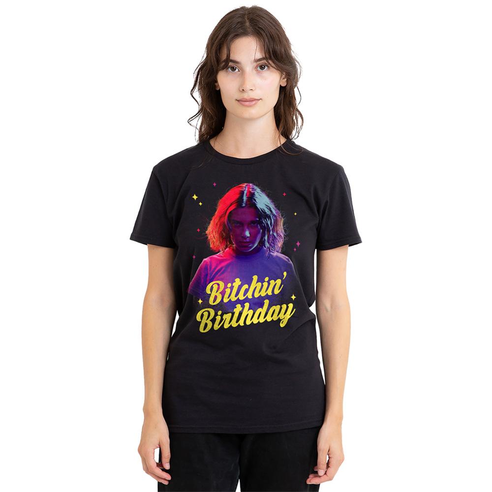 Black - Back - Stranger Things Womens-Ladies Bitchin´ Birthday Eleven T-Shirt