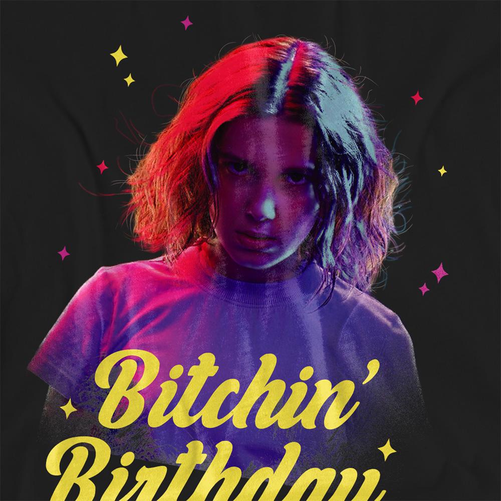 Black - Side - Stranger Things Womens-Ladies Bitchin´ Birthday Eleven T-Shirt