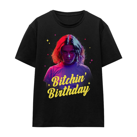 Black - Front - Stranger Things Womens-Ladies Bitchin´ Birthday Eleven T-Shirt