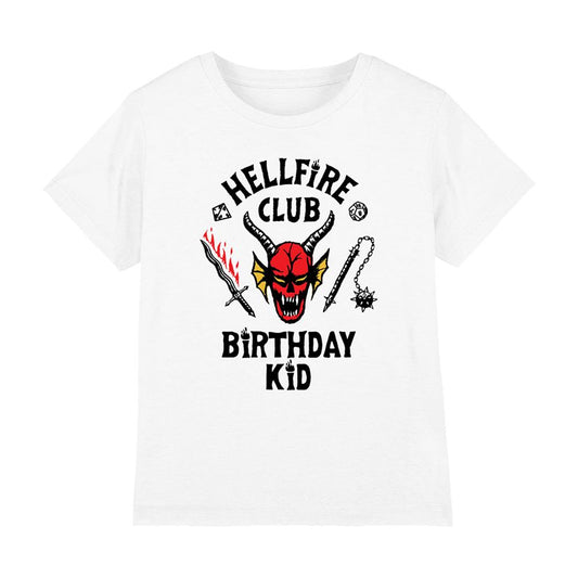 White - Front - Stranger Things Childrens-Kids Hellfire Birthday Kid T-Shirt