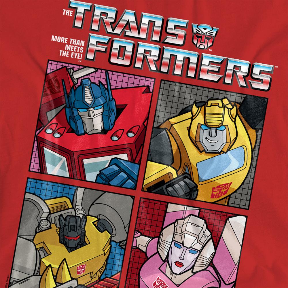 Red - Back - Transformers Womens-Ladies Generations Retro Autobots Grid T-Shirt