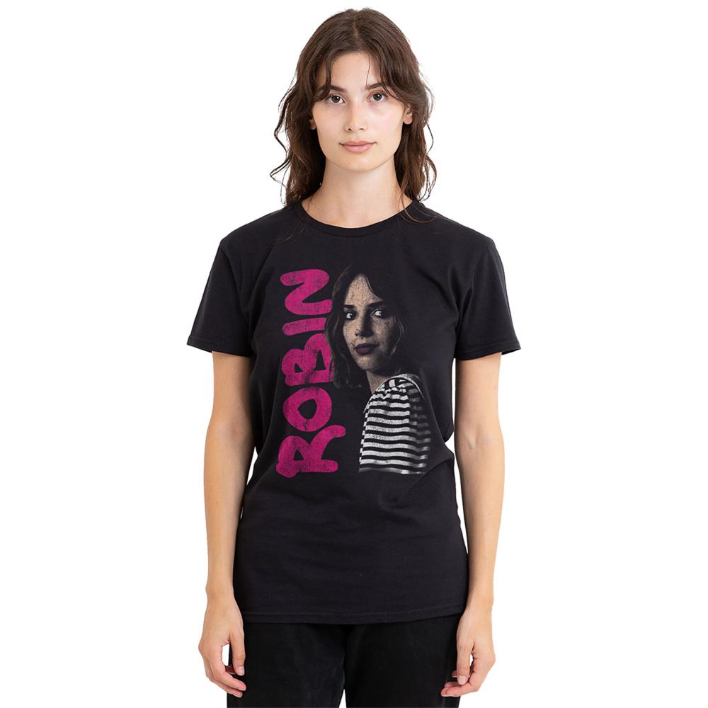 Black - Back - Stranger Things Womens-Ladies Robin Neo Homage T-Shirt